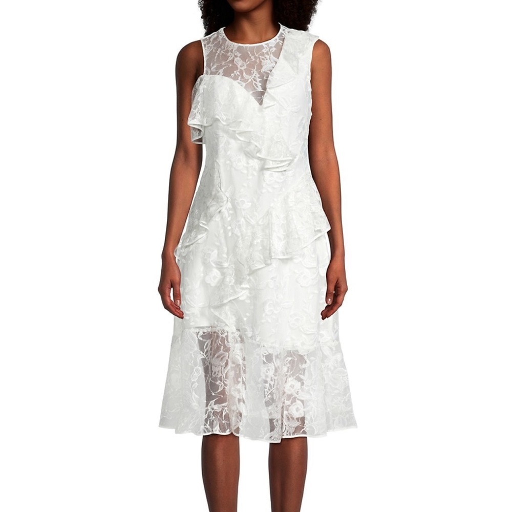 Sachin + Babi White Lace Ruffle Dress